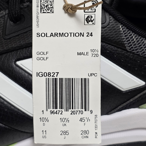 Adidas Solarmotion 24 Golf Shoes Mens Size 11 Black/White/Green IG0827 New main image 9
